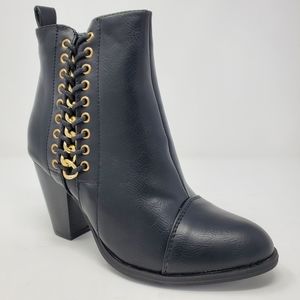 Forever Women's Camila 68 Chunky Mid Heel Ankle Bootie Black